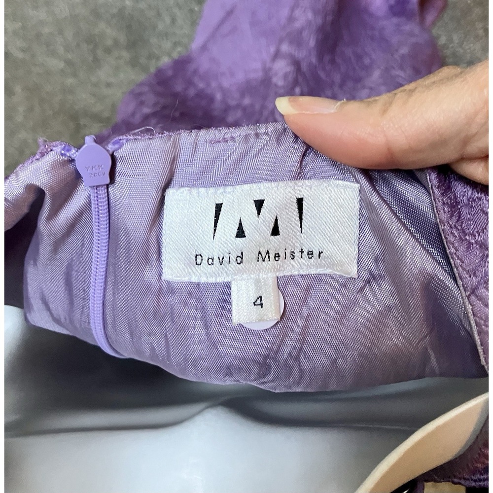 DAVID MEISTER Sheath‎ Dress Size 4 Lavender Purple Jacquard  Sleeveless - Picture 6 of 8